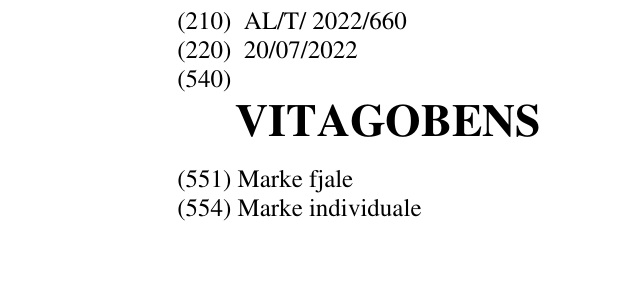Zëri i markës VITAGOBENS në buletin