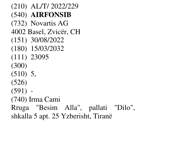 Zëri i markës AIRFONSIB në buletin