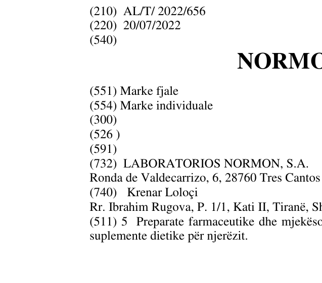Zëri i markës NORMONASAL në buletin