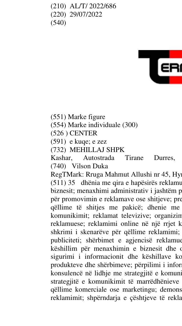 Zëri i markës CENTER në buletin