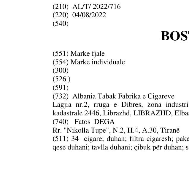Zëri i markës BOSTON në buletin