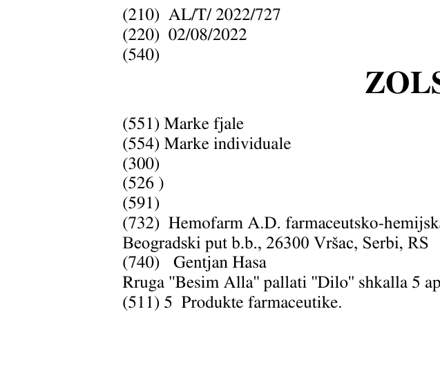 Zëri i markës ZOLSTYN në buletin
