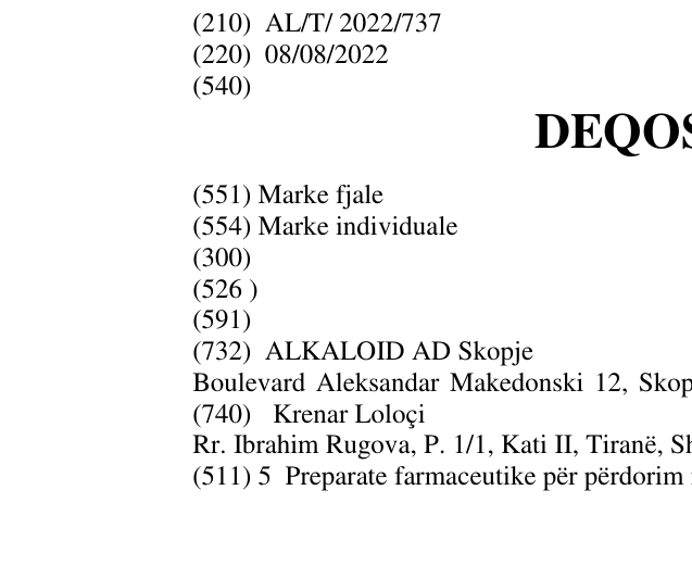 Zëri i markës DEQOSOPTO në buletin
