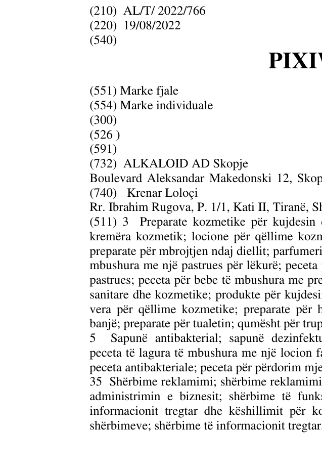 Zëri i markës PIXIWIXI në buletin