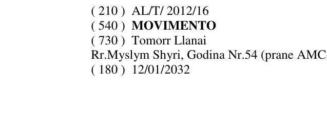 Zëri i markës MOVIMENTO në buletin