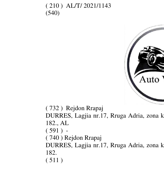 Zëri i markës Redi Auto Vetura në buletin
