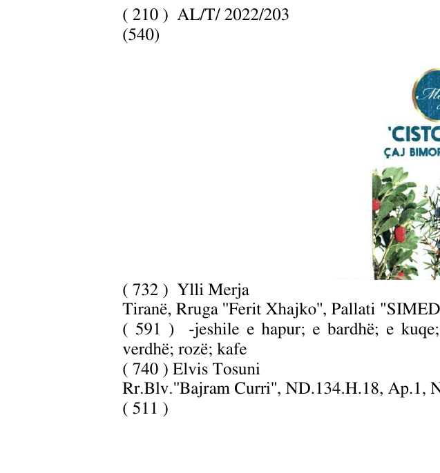 Zëri i markës Merja CISTOMER në buletin