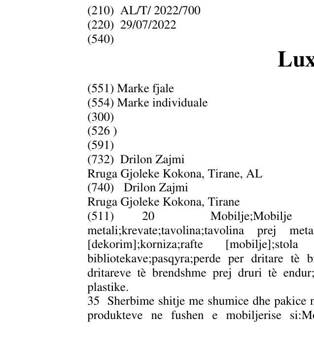 Zëri i markës Luxode në buletin