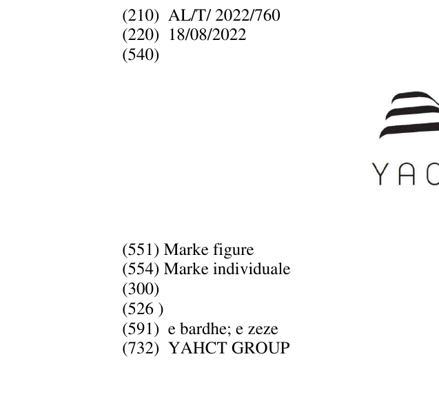 Zëri i markës YACHT në buletin