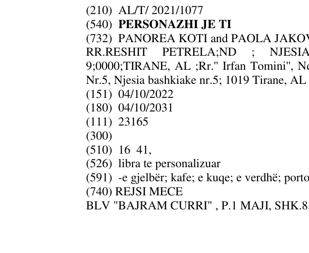 Zëri i markës PERSONAZHI JE TI në buletin
