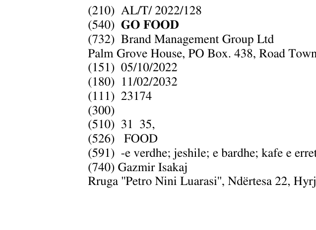 Zëri i markës GO FOOD në buletin