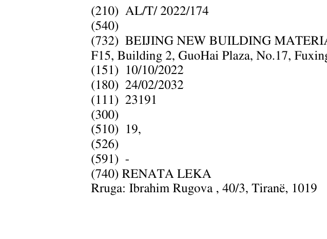 Zëri i markës AL/T/2022/174 në buletin