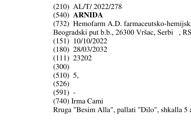 Zëri i markës ARNIDA në buletin