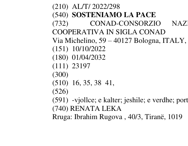 Zëri i markës SOSTENIAMO LA PACE në buletin