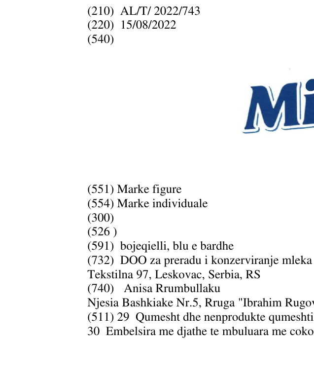 Zëri i markës Mizo në buletin