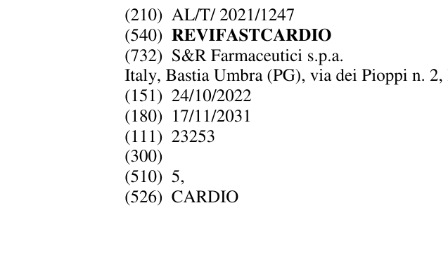 Zëri i markës REVIFASTCARDIO në buletin