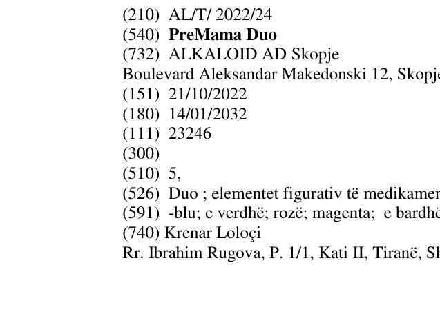 Zëri i markës PreMama Duo në buletin