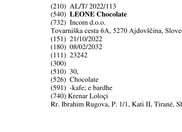 Zëri i markës LEONE Chocolate në buletin