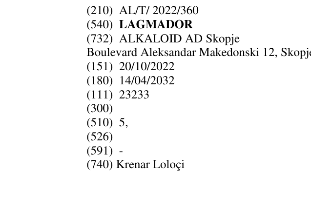 Zëri i markës LAGMADOR në buletin