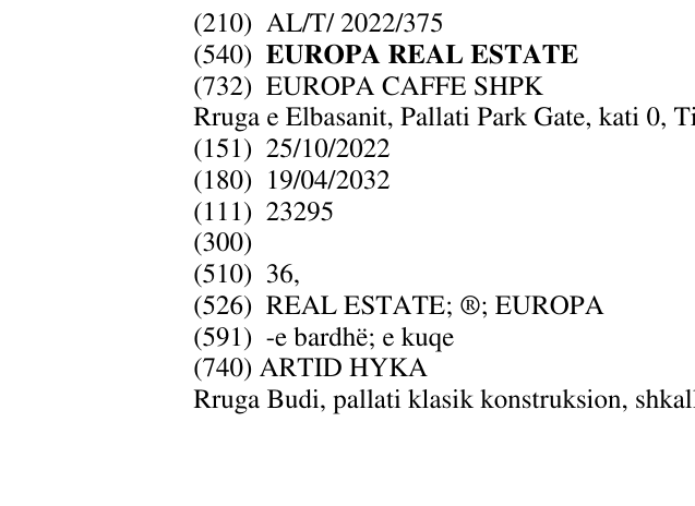 Zëri i markës EUROPA REAL ESTATE në buletin