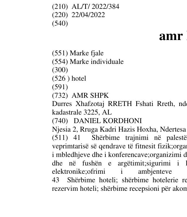 Zëri i markës amr hotel në buletin