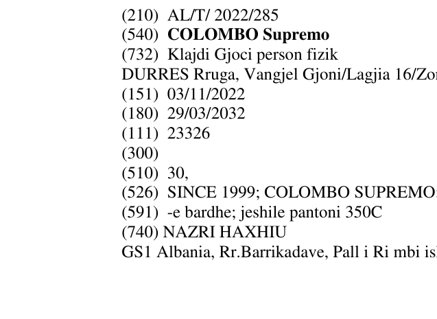 Zëri i markës COLOMBO Supremo në buletin