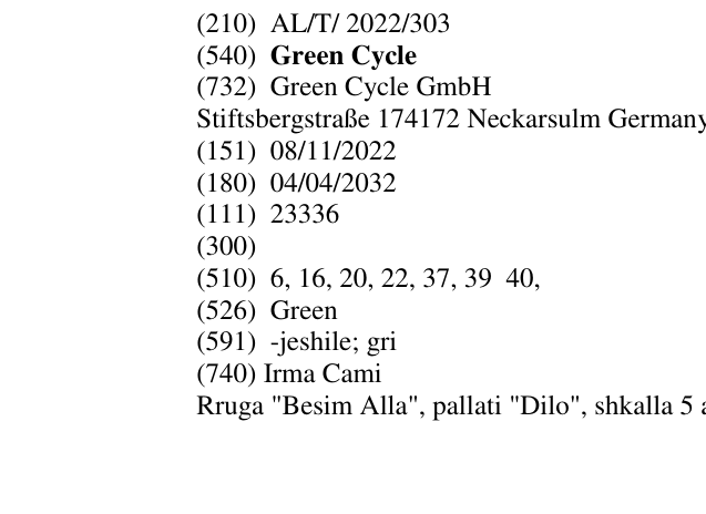 Zëri i markës Green Cycle në buletin