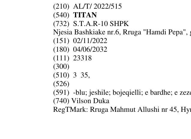 Zëri i markës TITAN në buletin