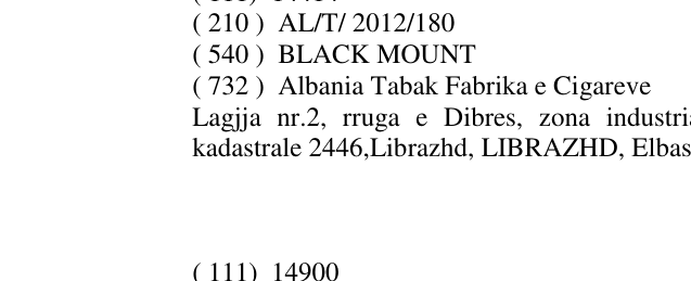 Zëri i markës BLACK MOUNT në buletin