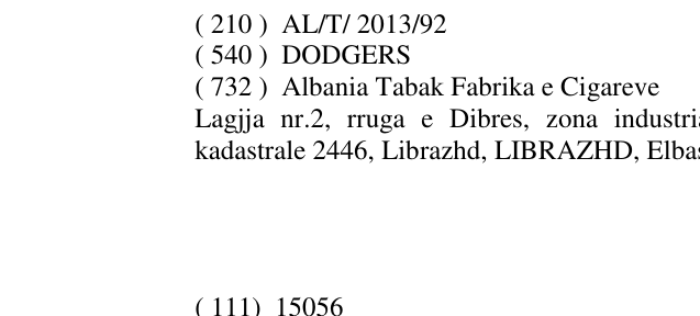 Zëri i markës DODGERS në buletin