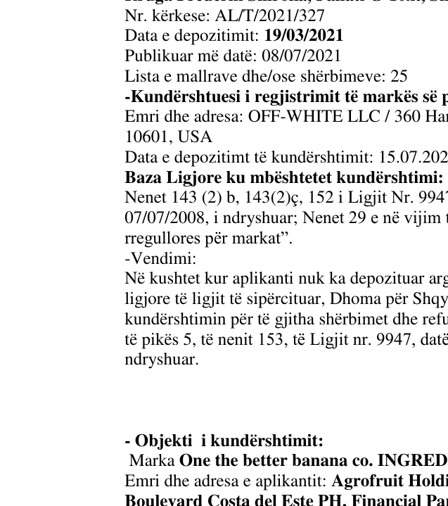 Zëri i markës OFF OFF në buletin