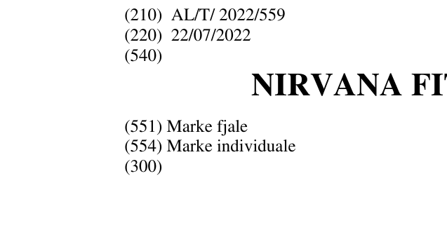 Zëri i markës NIRVANA FITNESS CLUB në buletin