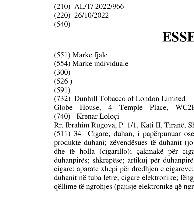 Zëri i markës ESSENCE në buletin