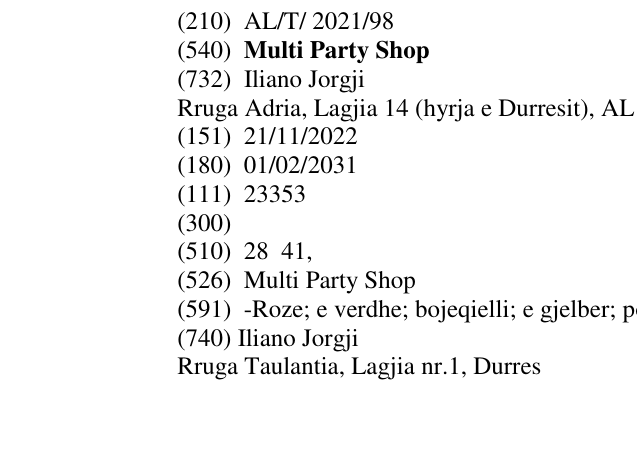 Zëri i markës Multi Party Shop në buletin