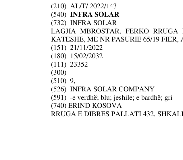 Zëri i markës INFRA SOLAR në buletin