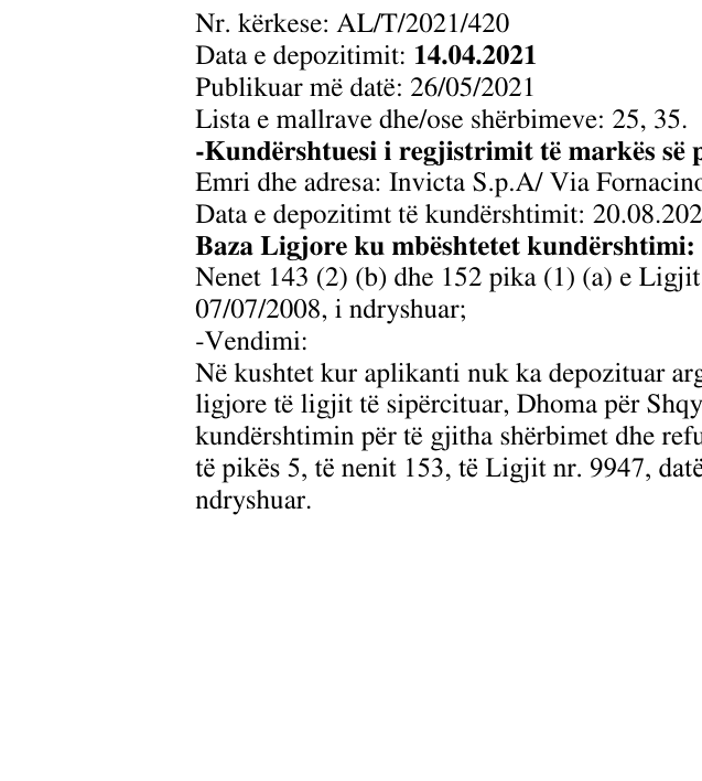 Zëri i markës Invictus në buletin