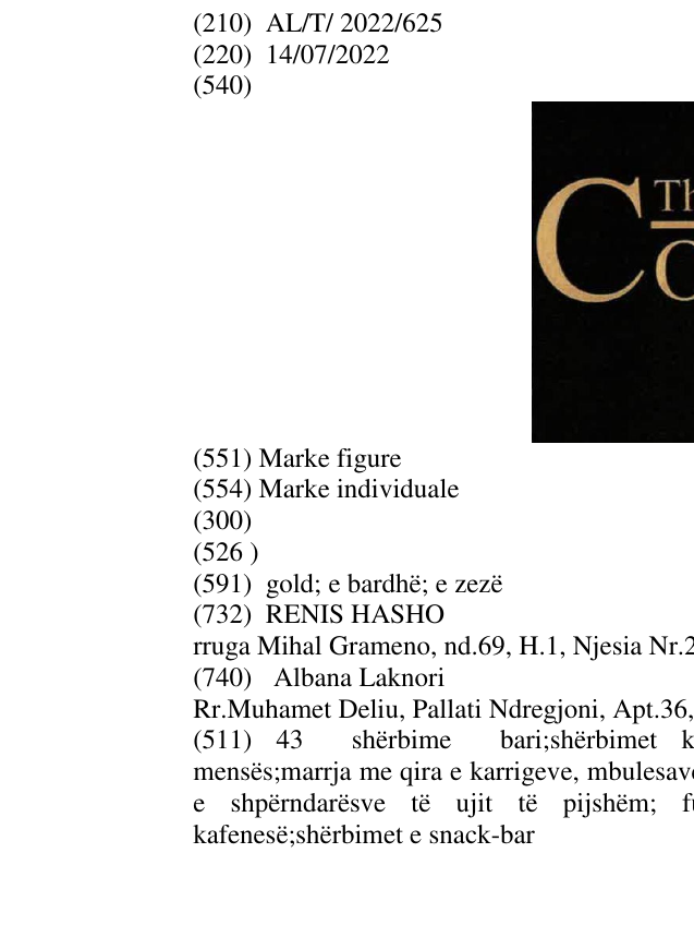 Zëri i markës THE CODE by R.H në buletin