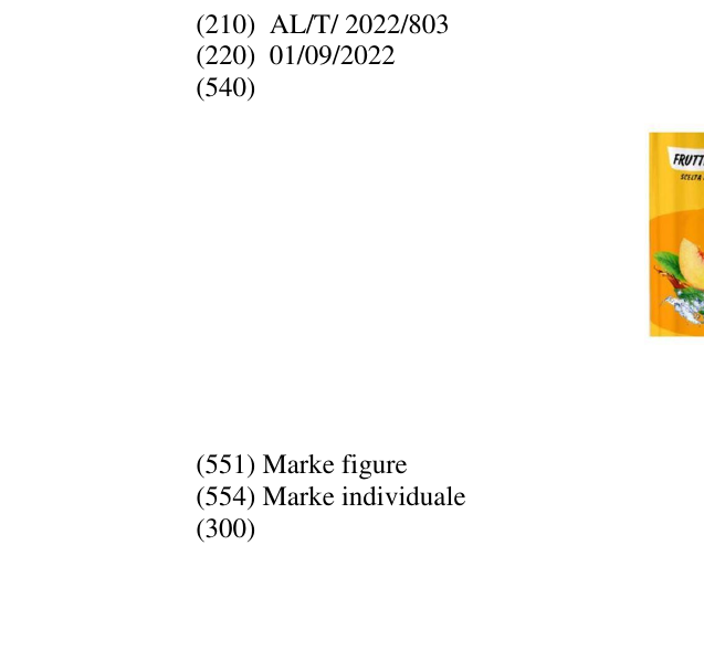 Zëri i markës SCELTA NATYRALE; FRUTTA MIA; elementin figurativ te flamurit italian; elementin figurativ të frutit të pjeshkës në buletin