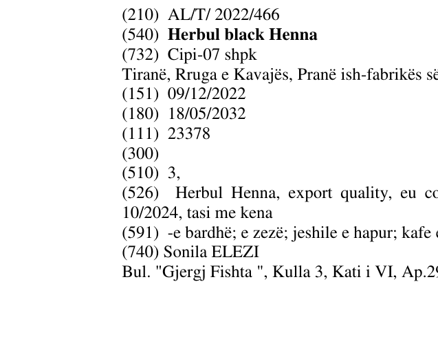 Zëri i markës Herbul black Henna në buletin