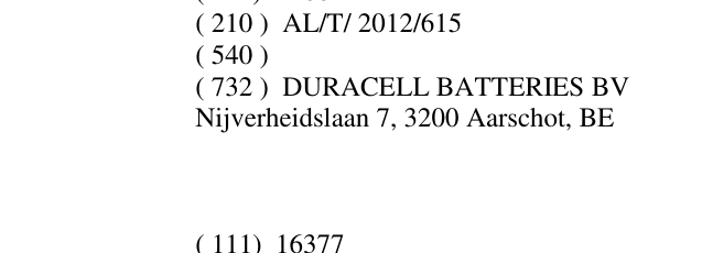 Zëri i markës AL/T/2012/615 në buletin