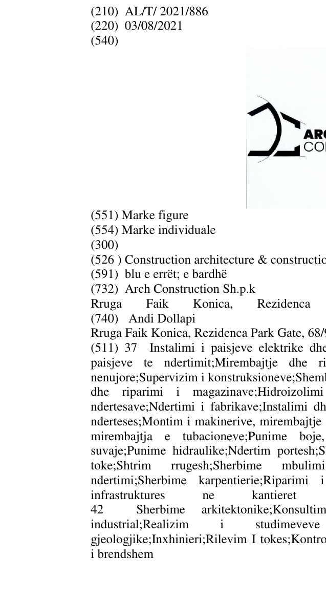 Zëri i markës Construction architecture & construction në buletin