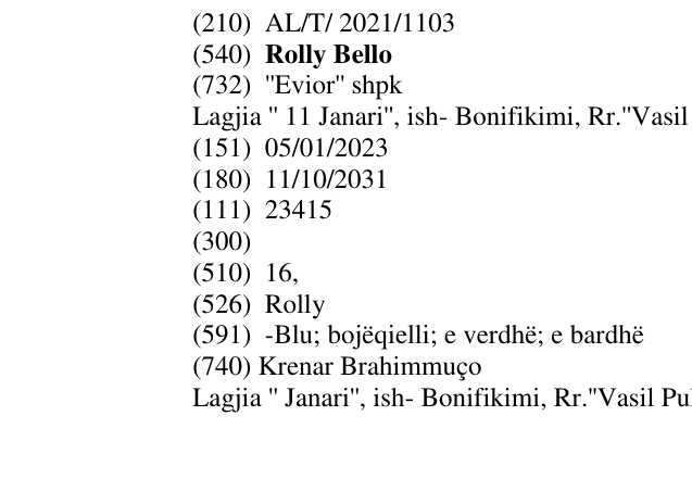 Zëri i markës Rolly Bello në buletin