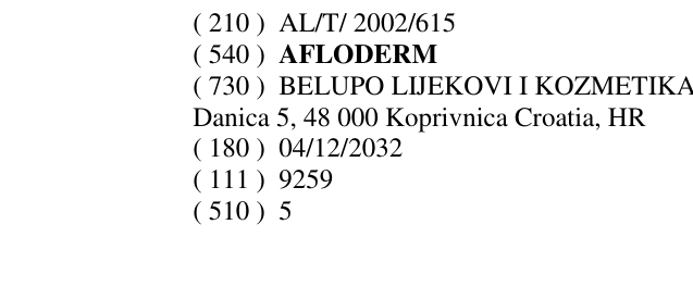 Zëri i markës AFLODERM në buletin