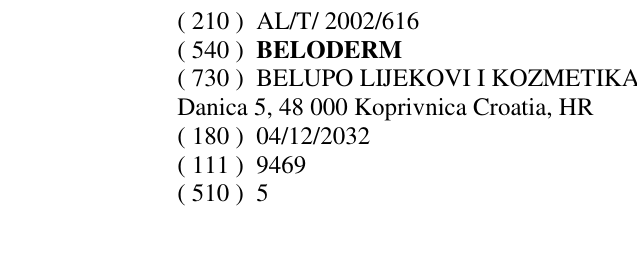 Zëri i markës BELODERM në buletin