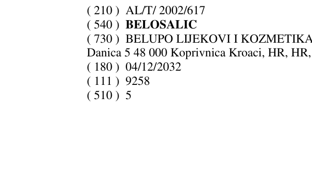 Zëri i markës BELOSALIC në buletin