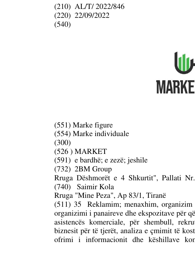 Zëri i markës MARKET në buletin