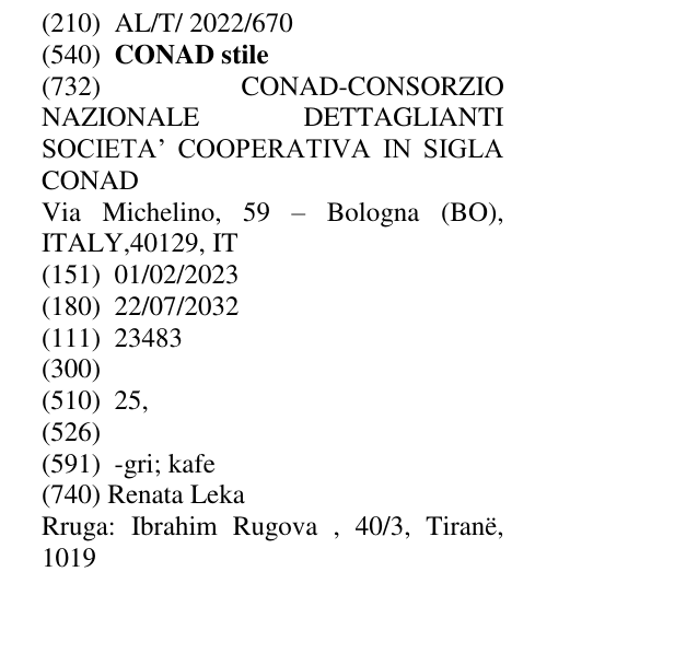 Zëri i markës CONAD stile në buletin