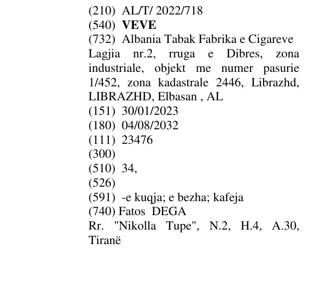 Zëri i markës VEVE në buletin