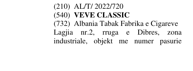 Zëri i markës VEVE CLASSIC në buletin