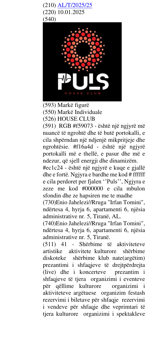 Zëri i markës HOUSE CLUB në buletin